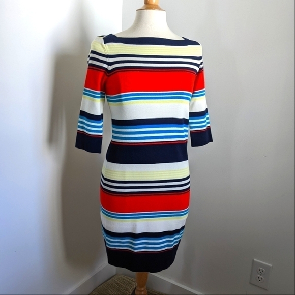 MILLY of NY Bright Colorful Striped Knit Dress S Preppy Shift Dress - Picture 5 of 13